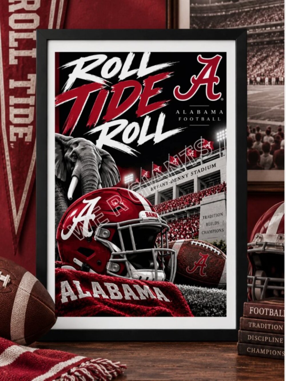 Alabama Crimson Tide 11x17 Football Poster Wall Art Unframed Roll Tide Roll